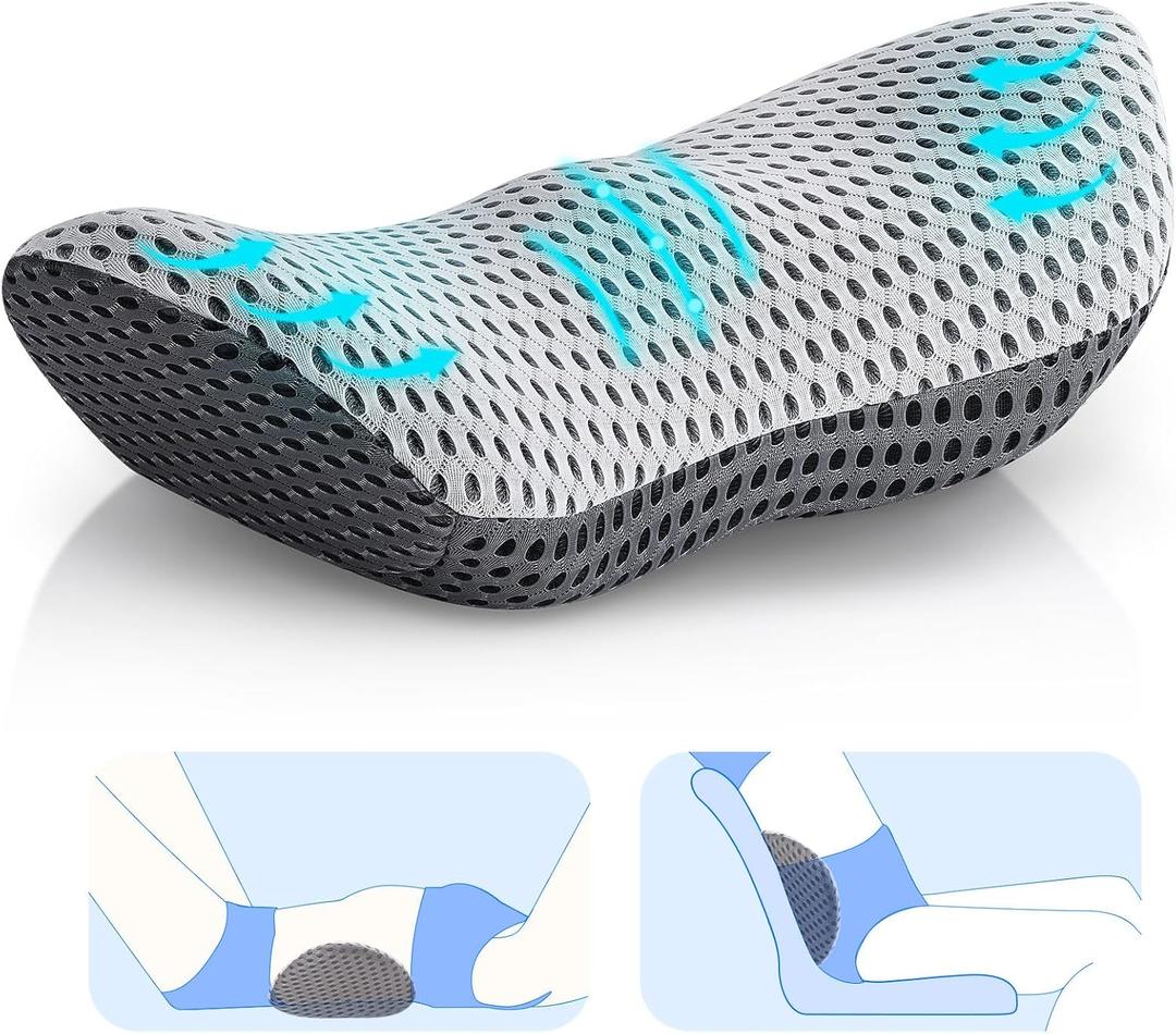 Lumbar Pillow,Memory Foam Back Support Pillow for Pain Relief,Ergonomic Neo Cushion Lumbar Support Pillow forOffice Chair,Car Seat,Bed and Recliner Light Grey