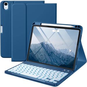 Compatible with iPad Air 11-inch/Air 5th 4th Generation Case with Keyboard - Backlit Detachable, Folio Cover with Pencil Holder for iPad Air 11 Inch M3/M2, Air 5/ Air 4 (Abyss Blue)