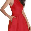 FANCYINN Women Short Dress Sexy Spaghetti Strap Backless Mini Casual Dress Halter Dresses Homecoming Dresses (Red, S)