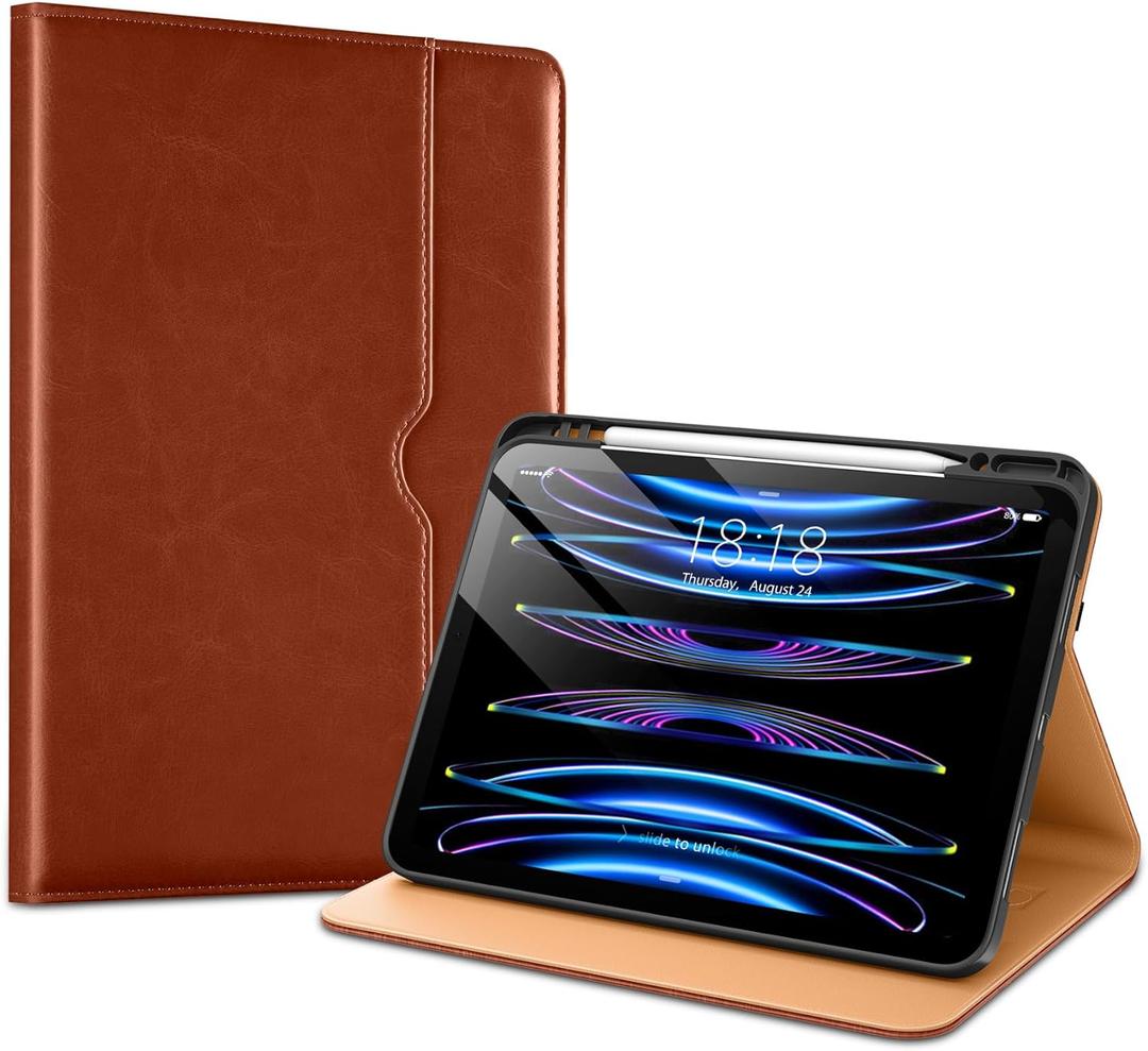 VIKESI Case for iPad Air 13 inch (M3) 2025 / (M2) 2024,Premium Leather Folio,Apple Pencil Holder,Auto Sleep/Wake,Stand Cover - Brown