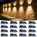 Solar Fence Lights Outdoor, 16 Pack Fence Solar Lights Waterproof | IP65 Fence Lights Solar Powered Up & Down LED Focus, 9 Color Modes, 12H Dusk to Dawn Glow for Pool/Patio/Backyard - Black