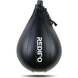 Superior Boxing Speed Bag - PU Leather Speed Punching Ball - Heavy Duty Hanging Swivel Ball for Gym & MMA Muay Thai Sports Fitness - Punching Dodge Striking Speed Reflex Ball (Black10"x7")