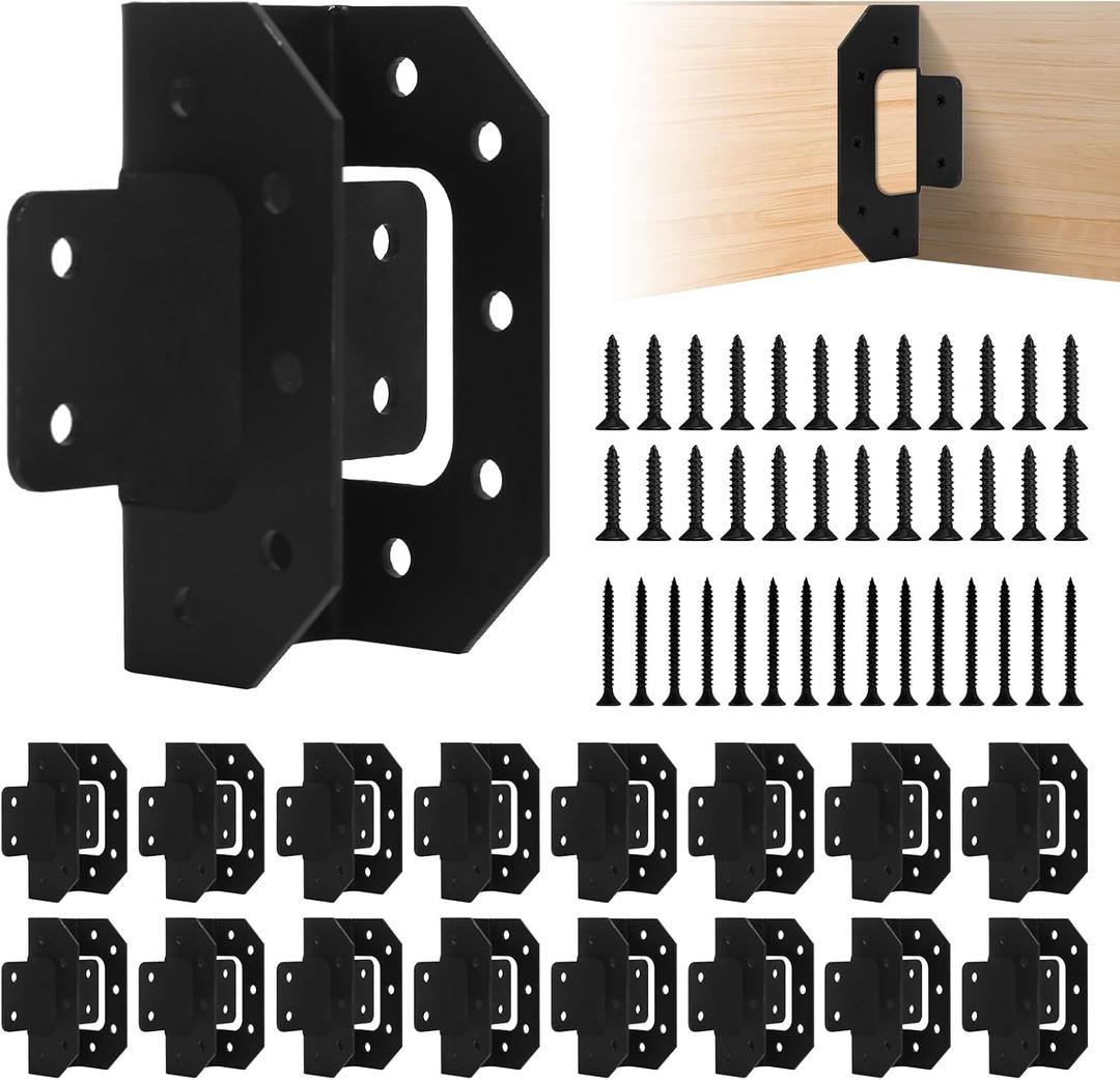 Deck Railing Bracket Connectors for 2x4(Actual 1.5"x3.5"), 2x4 Brackets for Wood Fence Railing, Black 8 Pcs