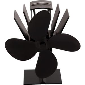 HYUWANGYU Heat Powered Stove Fan Aluminum 4 Blade Heat Powered Fireplace Stove Fan with Thermometer for Wood Log Burning and Circulating Warm for Home Heating
