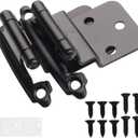 DecoBasics 3/8" Inset Cabinet Hinges Black (10 Pair -20 Pcs) Offset Self Closing Matte Black Cabinet Hinges for Kitchen Cabinets w/Bumpers & Upgraded Screws