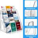 YEXEXINM 3 Pack 5 Tier Brochure Holder 12x13 Inch Acrylic Literature Display Stand Holds 3 Brochures in One Row Clear Pamphlet Holder Display Stand for Flyers Booklets Table Signs Office Home Store