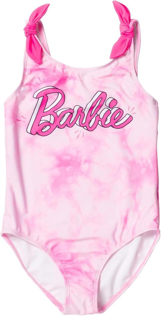 Barbie Girls UPF 50+ One Piece Bathing Suit Little Kid to Big Kid Sizes (4-14-16) (7-8, Pink)