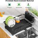 Kmiectse Dish Drying Rack - Space-Saving Small Dish Rack for Kitchen Counter, Rust-Resistant Kitchen Drying Rack, Compact Dish Drainer Organizer with Utensil Holder for Home Kitchen, Black