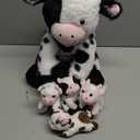 Sumind 5 Pcs Cow Stuffed Animal Set 13.78 Inch Mommy Cow Plush Toy with 4 Babies Cute Calf in Her Tummy Large Highland Stuffed Animals for Toddlers Girls Boys Birthday(LED)