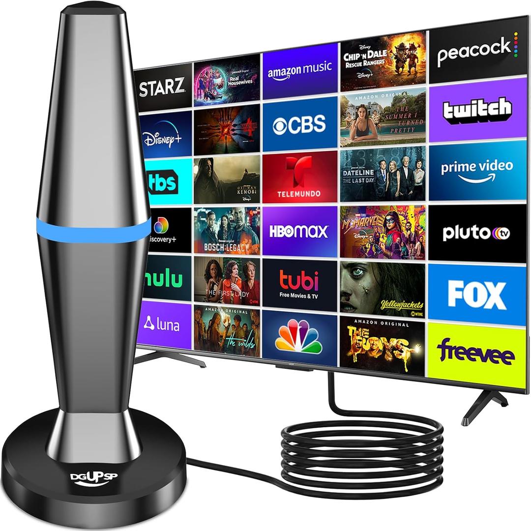 Digital TV Antenna for Smart Tv Indoor TV Antenna for Tv Without Cable with Strong Magnetic Base, 360 Reception HD Antenna for TV Indoor 4k -10FT Long Cables (Blue-V15601)
