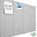 Large Cork Board Felt Wall Tiles, 48"x36" 12 Pack Alternative Cork Board for Walls Home Office, Cork Boards Alternative with Removable Adhesive Tabs, Pin Boards for Walls, Gray