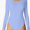 REORIA Womens Long Sleeve Bodysuits Fall Basic Round Neck Lightweight Double Lined Layering Slim Body Suit Tops, 2XL