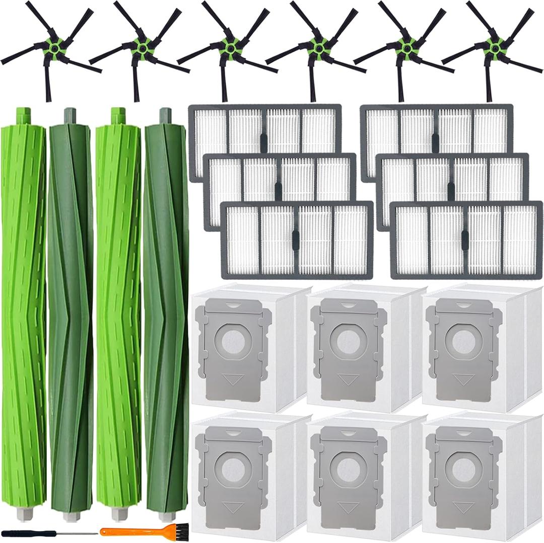 S9 replacement parts for Roomba S9 (9150), S9+ S9 Plus(9550) Series Vacuum Cleaner,6 Filters, 6 Corner Brushes, 2 Sets of Multi-Surface Rubber Brushes,6 Automatic Dirt Disposal Bags,2 Tools