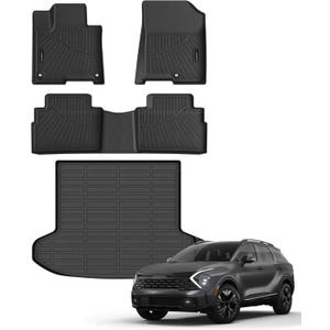 Auxko All Weather Floor Mats Cargo Mat Fit for Kia Sportage PHEV 2025 2024 2023 TPE Floor Liner Trunk Mat Sportage Accessories All Season Odorless Anti-Slip Black