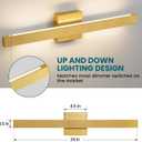LED Modern Vanity Light: 24 Inch 5CCT Brushed Gold Bathroom Wall Lighting Fixtures Over Mirror 20W Dimmable Vanity Lights Bar for Restroom Bedroom