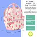 Itzy Ritzy Toddler Backpack - Daycare Bag - Features Adjustable Shoulder Straps, 2 Side Pockets & Spacious Interior with Wipeable Fabric Lining & Name Label, Strawberry Backpack