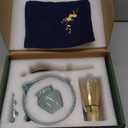 Matcha Whisk Set, 7 Pcs Matcha Kit Includes Ceramic Blue Matcha Bowl, Whisk and Holder, Bamboo Scoop, Scoop Stand, Sifter, and Tea Towel - Traditional Tea Ceremony Accessory Set for Matcha Lovers