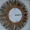 Honiway 14 Inch Wall Clocks Battery Operated Silent Non Ticking Rustic Wood Boho Sunburst Decorative Wall Clock for Living Room Kitchen Bedroom Farmhouse Office Decor (Tricolor-Roman Numerals)