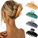 3 Pcs Large Hair Claw Clips - Acrylic Big Hair Clips for Thick Hair Strong Hold Hair Jaw Clips Non-slip Banana Hair Barrettes Clips for Women Girls (Gray+Green+Black)