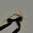 2PCS Hair Bows Hair Clip Beige Black Hair Ribbon Ponytail Holder Accessories Slides Metal Clips Hair Bow for Women Girls Toddlers Teens Kids