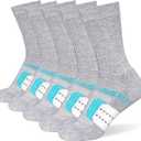 Womens Cushioned Athletic Running Crew Socks Breathable Wicking Comfort Hiking Socks 5 Pairs (Gray)