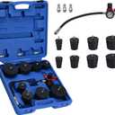 Handor Turbo System Leakage Tester Kit with 4 Pairs of Stepped Adapters 1-3/8" to 3-1/2" Leak Down Tester with Pressure Gauge