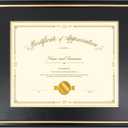 15x18 Diploma Frame for 11x14 Certificate/Document/Picture with Black and Gold Mat, Solid Wood Degree Frame, UV Protection Acrylic Wall Display