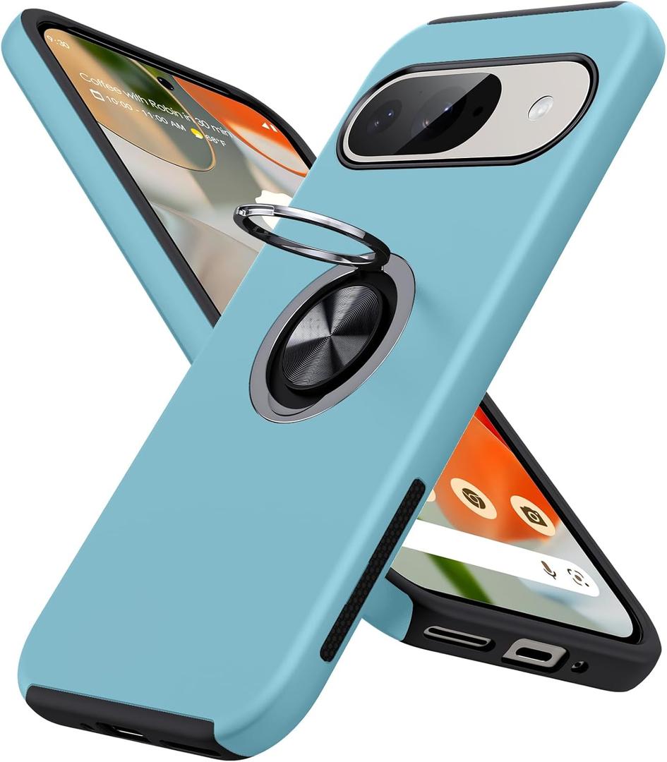 JAME for Google Pixel 9 Case/Pixel 9 Pro Case, Slim Fit Military Grade Shockproof Case for Pixel 9 with Ring Holder Stand Kickstand Protective Phone Case for Google Pixel 9/9 Pro, Sierra Blue