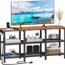Furologee TV Stand with Power Outlets, Small Entertainment Center with Open Storage Shelves, Media Console Center for TVs up to 50 Inch, Television Stands for Living Room/Bedroom, Rustic Brown