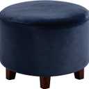 uxcell Velvet Round Footstool Slipcover, Stretch Foot Stool Protector Covers Plush Furniture Protector Cover with Elastic Bottom for Footstool Living Room Bedroom(Small, Navy Blue)