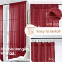 BGment Linen Burgundy Curtains 54 Inch Length for Short Window, Semi Sheer Drapes Lightweight Rustic Textured for Living Room Christmas Patry Decor Rod Pocket, 2 Panels Set, Each 42 Inch Wide
