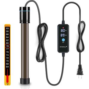 Orlushy 500W Submersible Aquarium Heater, Adjustable Fish Tank Heater with Digital Display External Controller, Overheat Protection and Free Thermometer for 55-80 Gallons Freshwater and Saltwater Tank