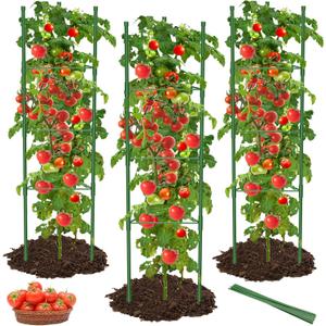 3 Pack Tomato Cages for Garden, 51 Inches Adjustable Tomatoes Plant Stakes Support Cages Trellis, Garden Trellis for Vegetable Flowers Fruits Climbing Plants- 20 Binding Wires Included