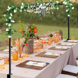 Over The Table Rod Stand with Clamps, Adjustable Table Arch 28"-98" Length, 13"-42" Tall, Table Balloon Arch Stand for Father's Day, Wedding, Birthday, Halloween, Craft, Party Decoration, Black