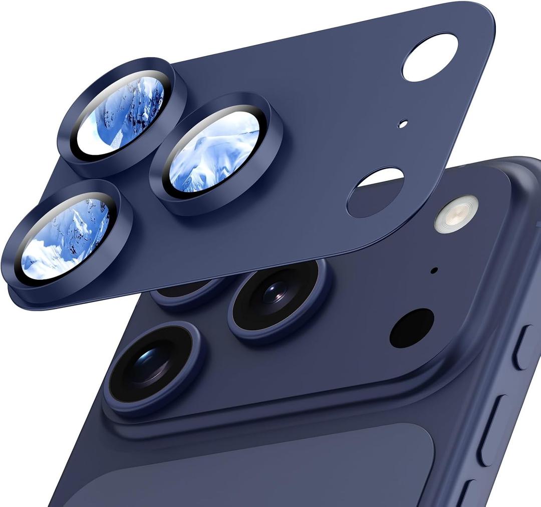 for iPhone 17 Pro Camera Lens Protector, Aluminum Alloy Sapphire Glass Camera Cover Screen, Anti-drop, Anti-Scratch, Case Friendly-Deep Blue