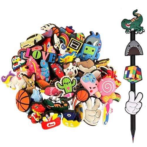 100PCS Mixed Pencil Toppers - Kawaii Pen Charms for Boys and Girls, Cute Classroom Rewards and Prizes for Students, Pencil Charms Decorations for School Supplies, Kids Incentives (100pcs Mixed)