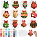 Beeveer 24 Pcs Christmas Ceramics to Paint Ball Ornaments Craft Christmas Ceramic Craft DIY Painting Kit 3D Ready to Paint Your Own Kit Xmas Ball DIY Ornaments Gifts Party Favor