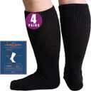 Bulinlulu Extra Width Socks for Swollen Feet-4 Pairs Bariatric Hospital Socks,Lymphedema Diabetic Socks for Women Men 13-15 (One Size, Black)