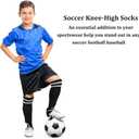 XuoAz 2 Pairs Kids Soccer Socks for Boys Girls - Youth Softball Long Tube Socks Knee High Uniform Sports Socks 6-12 Years (Black)