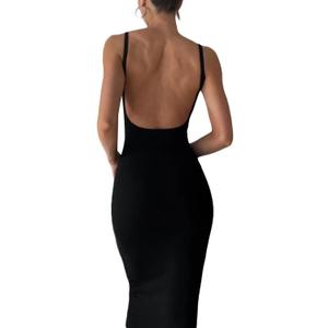 Meihuida Women Cut Out Dress Y2k Summer Sexy Halter Neck Sleeveless Backless Knitted Bodycon Cutout Dress (Small)