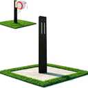 Retractable Garden Hose Reel Mounting Post Heavy Duty Steel Stand No-Drill Wall Mount Alternative, Universal Hose Reel Compatible, Ground Insert Install, Optional Concrete Reinforce, 45.3 x 4.4 x 0.79 inches