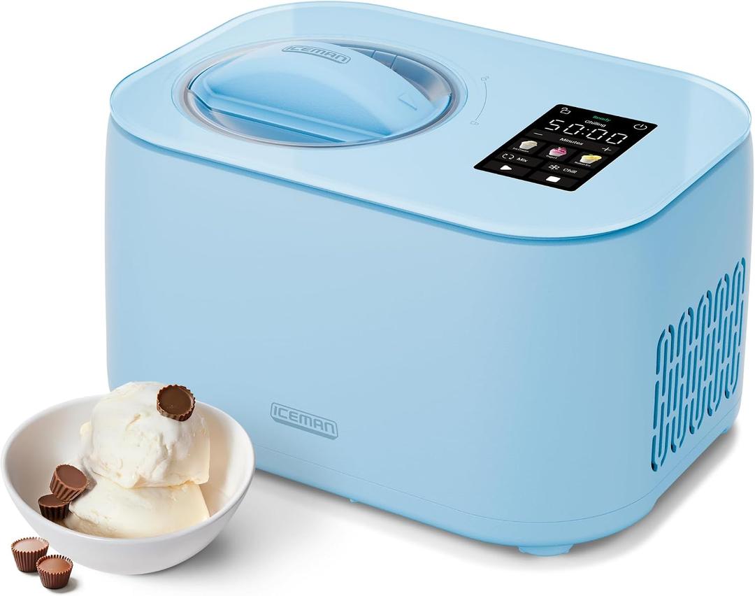 Iceman by Chefman Trio Ice Cream Maker | No Pre-Freezing with Built-In Compressor | for Ice Cream, Froyo, Sorbet, Sherbet, Italian Ice, Frozen Yogurt & More | (2) 20oz Containers & Lids