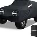 NEVERLAND Car Covers for Jeep Wrangler 4 Door Waterproof Car Covers,All Weather Protection Jeep Sun Rain Protection for Wrangler 4 Door Fits JK JL JLU JKU 2007-2025 Outdoor Covers Black