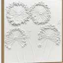 SAFERRYHOME White Flower Textured Hand Painted Wall Art, 30"x30" Framed