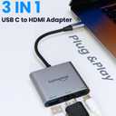 HDMI to USB C Adapter 4K@60HZ,Type C to hdmi Adapter with 100W PD&USBA 3.2,USBC Hub Adapter Digital av Multiport Compatible for iPhone 16/15/iPad/Galaxy/Tablets/Switch/Steam to HDTV Projector