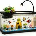 5 Gallon Fish Tank Aquarium Starter Kit with Filter and Light, All in One Small Fish Tank for Betta, Kids & Desktop Use, Self Cleaning Nano Aquarium with Lid(Large Black)