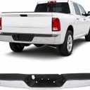 ALMULOO Split-type Rear Step Bumper Compatible with 2009-2019 Dodge Ram 1500 2500 3500 w/Sensor Holes&License Plate Lights Steel+Plastic Chrome+Powder Coated Replacement for CH1103122