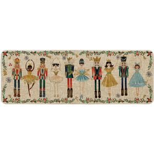 Artoid Mode Watercolor Nutcrackers Merry Christmas Doormat, Winter Home Decor Low-Profile Door Mat Floor Mat 17x47 Inch (Beige)