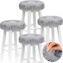 Marsui 4 Pieces Soft Stool Covers Round Bar Stool Cushions with Elastic Band Padded Seat Covers Nonslip Round Seat Cushions for Chairs Slipcovers(12 Inch,Light Gray)