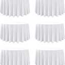 6-Pack White Round Tablecloths, 120 Inches, Stain-Resistant Polyester for 5-6 Ft Round Tables - Washable Table Covers for Weddings, Banquets, Birthday, Parties, Events